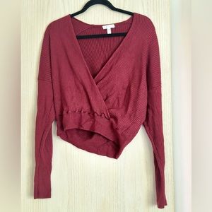 Leith Wrap Deep Red Cropped Sweater